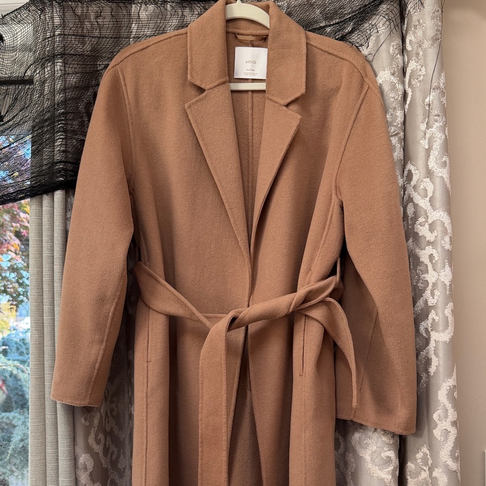 Mango Tan Handmade Wool Pea Coat Size Medium - Picture 3 of 10